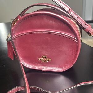 Pink Round Coach Leather Purse